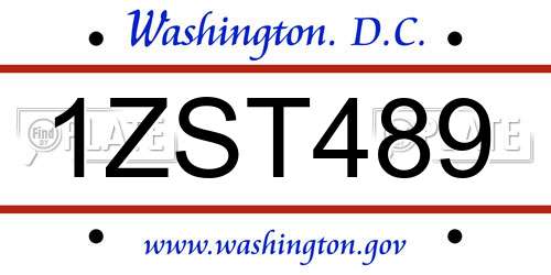 1ZST489 District Of Columbia License Plate