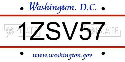 1ZSV57 District Of Columbia License Plate