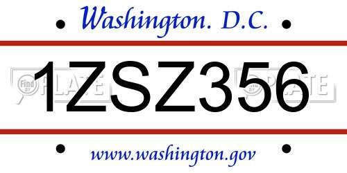 1ZSZ356 District Of Columbia License Plate