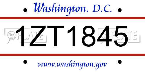 1ZT1845 District Of Columbia License Plate