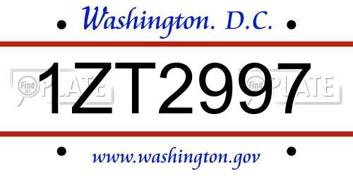 1ZT2997 District Of Columbia License Plate