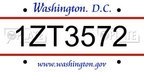1ZT3572 District Of Columbia License Plate