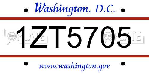 1ZT5705 District Of Columbia License Plate