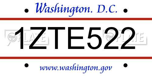 1ZTE522 District Of Columbia License Plate