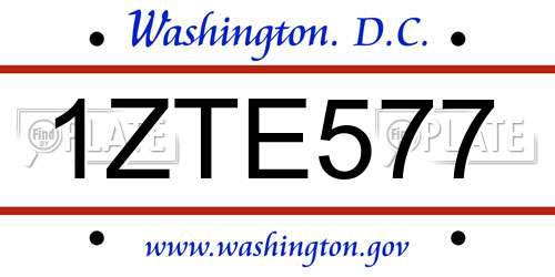 1ZTE577 District Of Columbia License Plate
