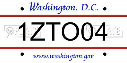 1ZTO04 District Of Columbia License Plate