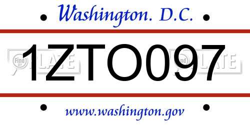 1ZTO097 District Of Columbia License Plate