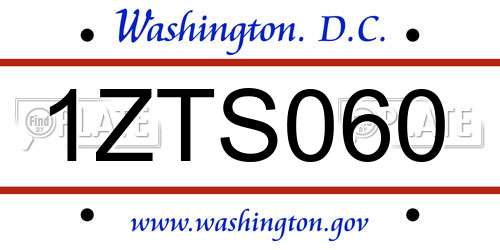 1ZTS060 District Of Columbia License Plate