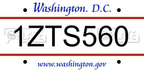 1ZTS560 District Of Columbia License Plate