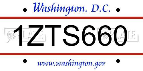 1ZTS660 District Of Columbia License Plate