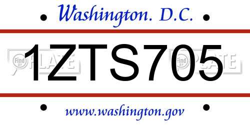 1ZTS705 District Of Columbia License Plate