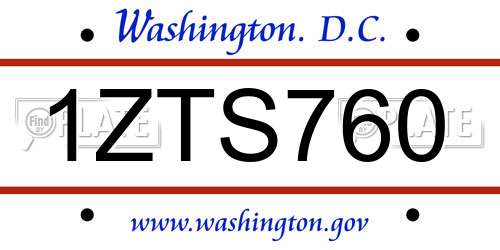 1ZTS760 District Of Columbia License Plate