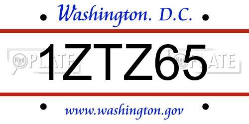 1ZTZ65 District Of Columbia License Plate