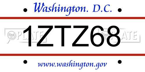 1ZTZ68 District Of Columbia License Plate