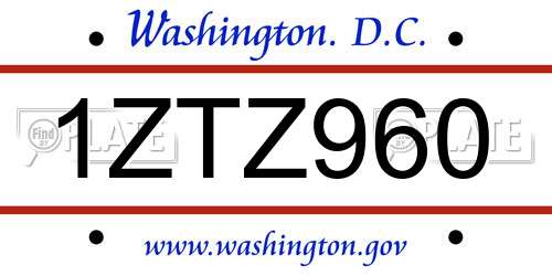 1ZTZ960 District Of Columbia License Plate