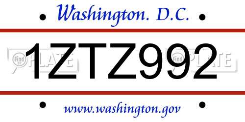 1ZTZ992 District Of Columbia License Plate