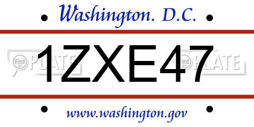 1ZXE47 District Of Columbia License Plate