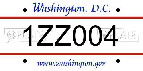 1ZZ004 District Of Columbia License Plate
