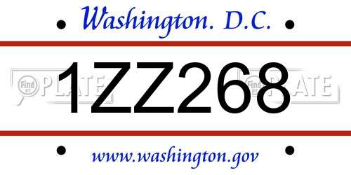 1ZZ268 District Of Columbia License Plate