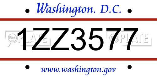 1ZZ3577 District Of Columbia License Plate