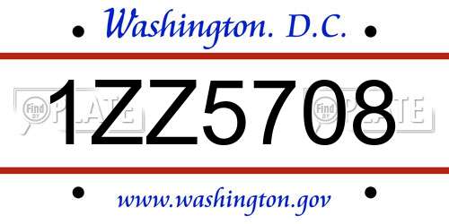 1ZZ5708 District Of Columbia License Plate