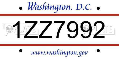 1ZZ7992 District Of Columbia License Plate
