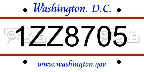 1ZZ8705 District Of Columbia License Plate