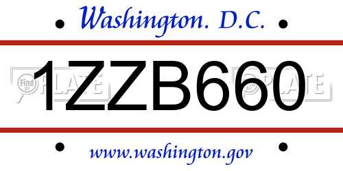 1ZZB660 District Of Columbia License Plate