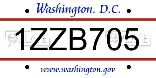 1ZZB705 District Of Columbia License Plate