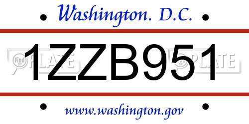 1ZZB951 District Of Columbia License Plate