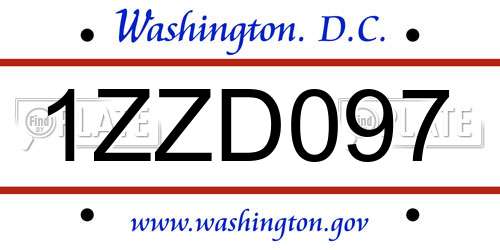 1ZZD097 District Of Columbia License Plate