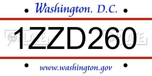 1ZZD260 District Of Columbia License Plate