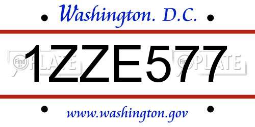 1ZZE577 District Of Columbia License Plate