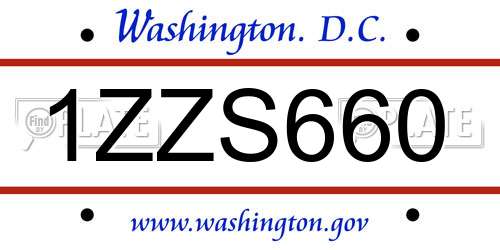 1ZZS660 District Of Columbia License Plate