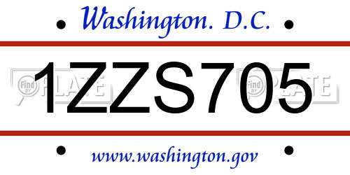 1ZZS705 District Of Columbia License Plate