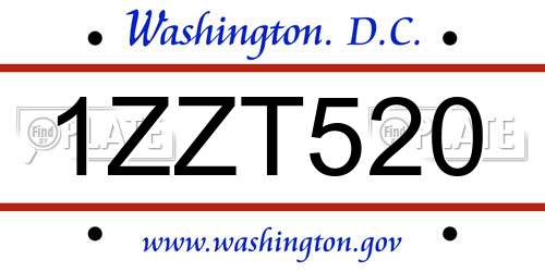 1ZZT520 District Of Columbia License Plate