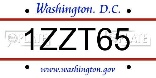 1ZZT65 District Of Columbia License Plate