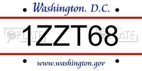 1ZZT68 District Of Columbia License Plate