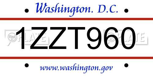 1ZZT960 District Of Columbia License Plate