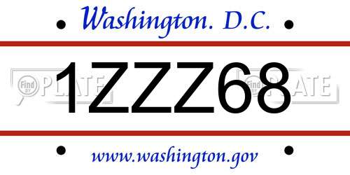 1ZZZ68 District Of Columbia License Plate