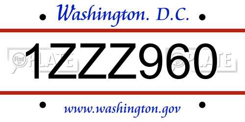 1ZZZ960 District Of Columbia License Plate