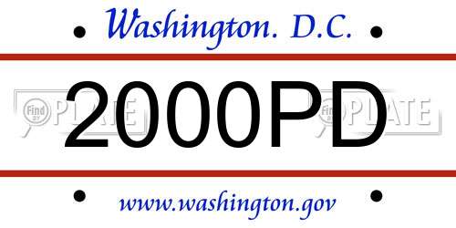 2000PD District Of Columbia License Plate