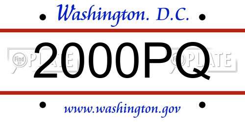 2000PQ District Of Columbia License Plate
