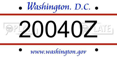 20040Z District Of Columbia License Plate