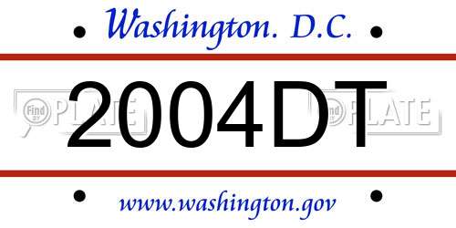 2004DT District Of Columbia License Plate