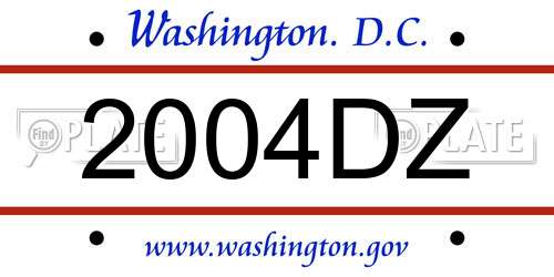 2004DZ District Of Columbia License Plate