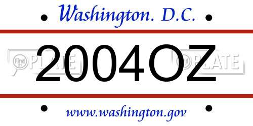 2004OZ District Of Columbia License Plate
