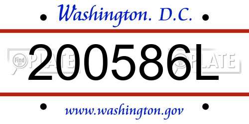 200586L District Of Columbia License Plate