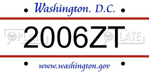 2006ZT District Of Columbia License Plate
