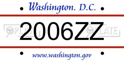 2006ZZ District Of Columbia License Plate